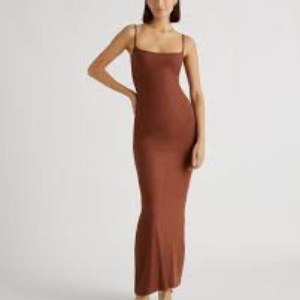 Quince Tencel Rib Knit Maxi Slip Dress